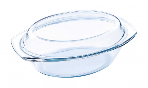 Kaiserhoff Glas Auflaufform Bräter Kasserolle Schüssel mit Deckel 1,5 L oval