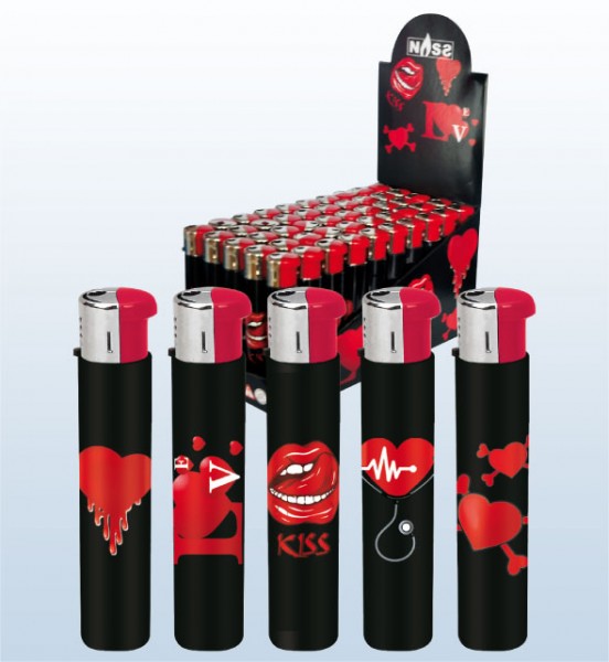 50stk. (=1 Display) Feuerzeuge "Zylinder Kiss"