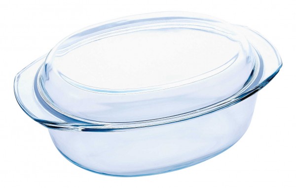 Kaiserhoff Glas Auflaufform Bräter Kasserolle Schüssel mit Deckel 3,5 L oval