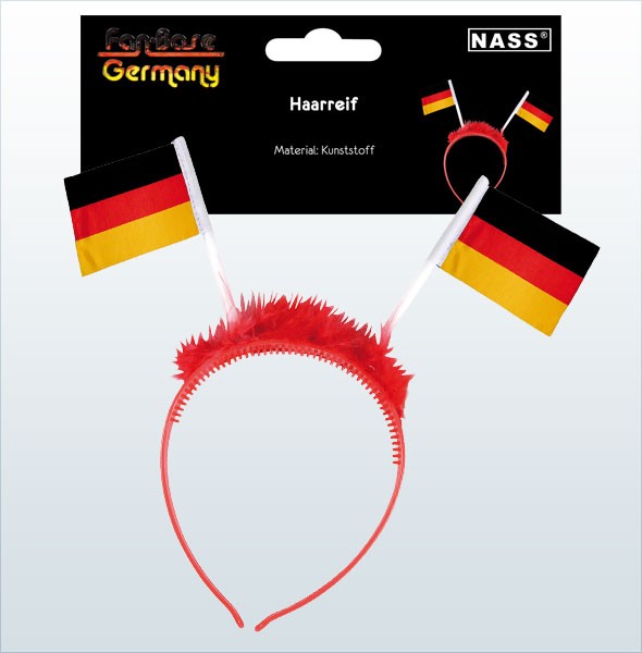 Deutschland Haarreif mit 2 Mini Fahnen in Rot