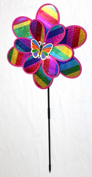 Windrad "Regenbogenblüten gestreift" 37,5cm durchmesser