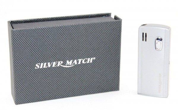 Feuerzeug "Easy" Silber Matt mit elektrischer Zündung und Geschenkbox