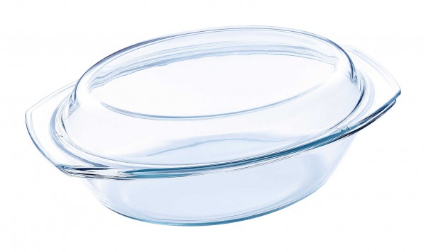 Kaiserhoff Glas Auflaufform Bräter Kasserolle Schüssel mit Deckel 2 L oval