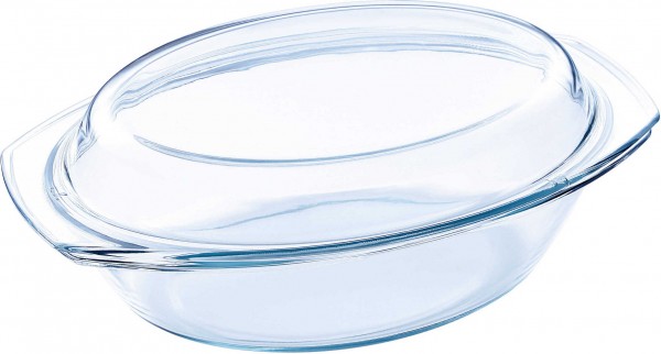 Kaiserhoff Glas Auflaufform Bräter Kasserolle Schüssel mit Deckel 2,5 L oval