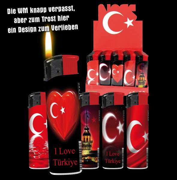 50xGasfeuerzeug &quot;Tuerkiye&quot;, diverse türkische Motive, Nachfüllbar, mit Kindersicherung
